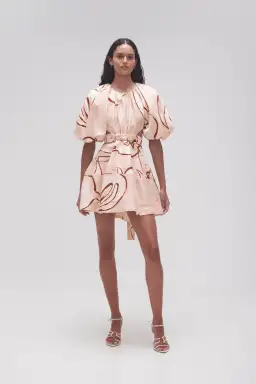 Aje Psychedelia Cut Out Mini Dress in Whimsical Dove Size 8