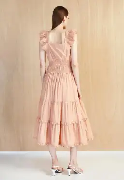 Magali Pascal Jeanette Midi Dress in Peach Size 8 for rent on The Volte - image 2