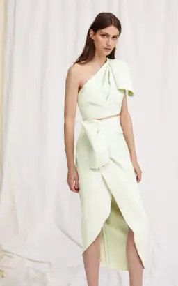 Acler Mancroft One Shoulder Top and Midi Skirt Set Mint Green Size 8 for rent on The Volte - image 3