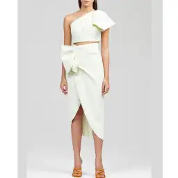 Acler Mancroft One Shoulder Top and Midi Skirt Set Mint Green Size 8 for rent on The Volte - image 1
