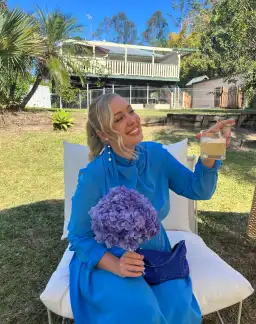 Scanlan Theodore Silk Drape Neck Midi Dress Bright Blue Size 12 for rent on The Volte - image 6