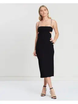 Bec & Bridge Elle Cut Out Midi Black Size AU 8