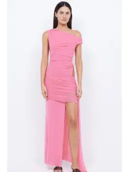Bec & Bridge Kailani Asym Dress Grapefruit Pink Size AU 10
