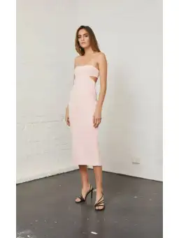 Bec & Bridge Elle Cut Out Midi Dress Blush Size AU 8