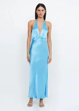 Bec & Bridge Indi Halter Maxi Dress Topaz Blue Size 10