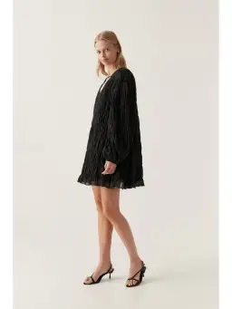 Aje Evelina Ruched Mini Dress Black Size AU 14 for rent on The Volte - image 2