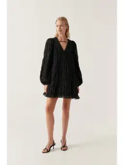 Aje Evelina Ruched Mini Dress Black Size AU 14 for rent on The Volte - image 1