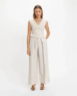 Cue Zip Front Wide Leg Pant Stone Size AU 12 for rent on The Volte - image 1