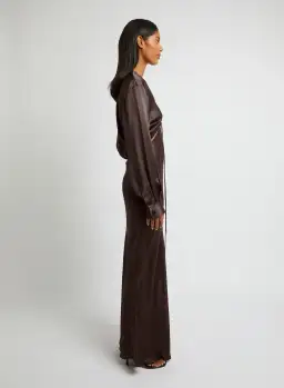 Christopher Esber Triquetra Front Tie Shirt Dress in Cocoa Size AU 8 for rent on The Volte - image 3
