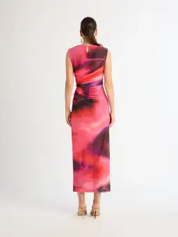 Sheike Tornado Mesh Maxi Dress Red and Pink Watercolour Print Size 10 for rent on The Volte - image 2