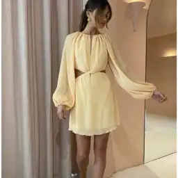 Issy Hummingbird Mini Dress in Rockmelon Size 6 for rent on The Volte - image 3