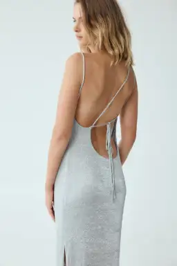 Third Form Heavy Metal Knit Cowl Slip Dress in Silver Size XS / AU 6 for rent on The Volte - image 4