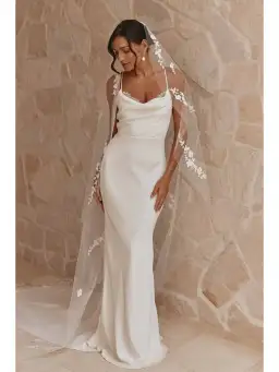 Milla Grace Loves Lace Honey Silk Inspiration Bridal Dress White Size AU 6