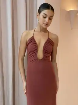 Sonya Moda Knitted Keyhole Gown in Spice Size AU 8 for rent on The Volte - image 3