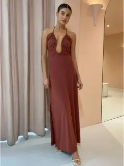 Sonya Moda Knitted Keyhole Gown in Spice Size AU 8 for rent on The Volte - image 1