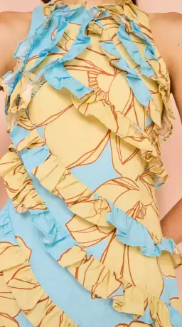 Issy Multi Frill Mini Dress In Summer Print Size AU 8 for rent on The Volte - image 2