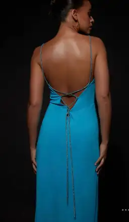 MESHKI Dionne Criss Cross Diamante Maxi Dress Blue Size M/Au 10 for rent on The Volte - image 3