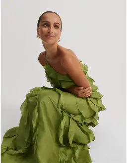Country Road Cactus Ruffle Maxi Dress Green Size 4 for rent on The Volte - image 4