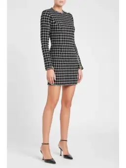 Rebecca Vallance Cory Mini Dress in Black Check Size AU 14 for rent on The Volte - image 1