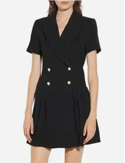 Sandro Double Breaseted Mini Dress Black Size AU 14 for rent on The Volte - image 2