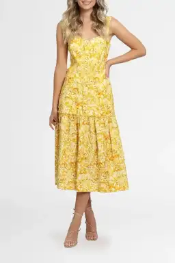 Rebecca Vallance Gialla Midi Dress in Yellow Size 8 for rent on The Volte - image 2