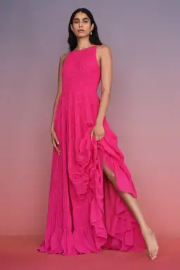 Aje Rosewood Ruched Maxi Dress Magenta Size 6  for rent on The Volte - image 2