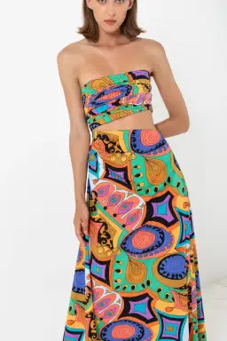 S/W/F Boutique Murano Asymmetrical Cut Out Maxi Dress Multi Size 6 / XS for rent on The Volte - image 2