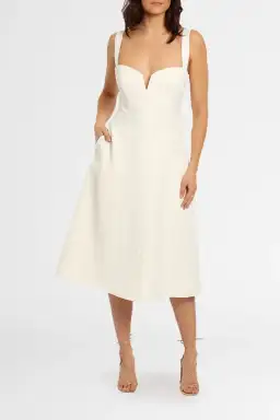 Rebecca Vallance Calla Midi in White Size 12