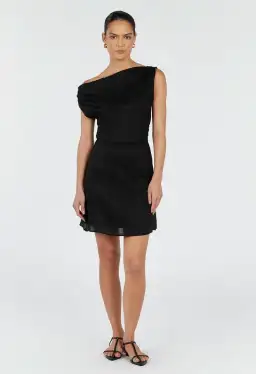 Dissh Cass Asym Linen Mini Dress Black Size 12 for rent on The Volte - image 2