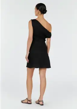 Dissh Cass Asym Linen Mini Dress Black Size 12 for rent on The Volte - image 3