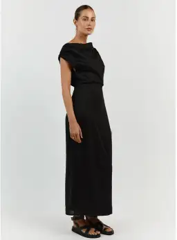 Dissh Cass Linen Asym Midi Dress Black Size 10 for rent on The Volte - image 4