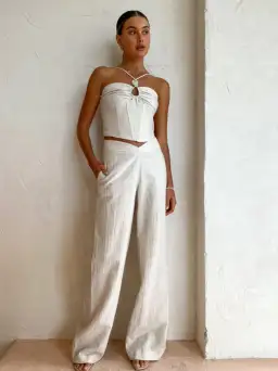 Viktoria and Woods Delta Bustier and Parsons Trouser Set Natural Size 00/0 (AU 4-6) for rent on The Volte - image 2