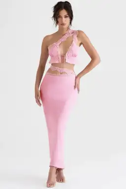 House of CB Lorena Floaty Cropped Top and Mathilda Lace Trim Skirt Set Pink Size 8 for rent on The Volte - image 4