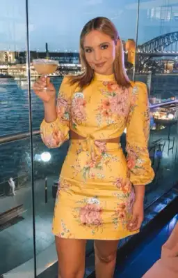 Zimmermann Zinnia Bow Cut Out Linen Mini Dress Golden Floral Size 3 / AU 12 for rent on The Volte - image 5