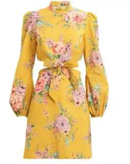 Zimmermann Zinnia Bow Cut Out Linen Mini Dress Golden Floral Size 3 / AU 12 for rent on The Volte - image 6