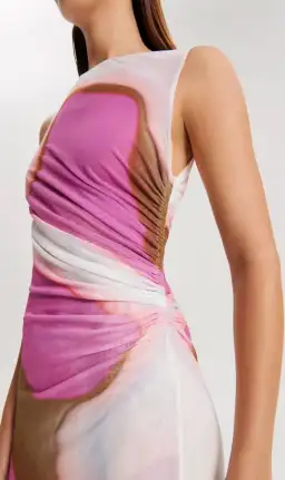 Scanlan Theodore Italian Watercolour Print Dress Pink Tan Size 8 for rent on The Volte - image 4