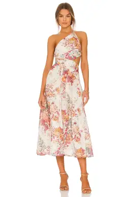 Zimmermann Pattie Cutout Open Back Linen Midi Dress in Cream Floral Size 0 for rent on The Volte - image 5