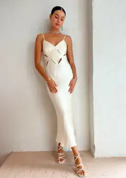 Shona Joy Milo Cut Out Split Midi Dress Coconut Size 6 for rent on The Volte - image 1