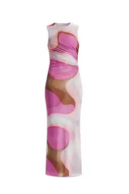 Scanlan Theodore Italian Watercolour Print Dress Pink Tan Size 6 for rent on The Volte - image 4