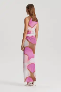 Scanlan Theodore Italian Watercolour Print Dress Pink Tan Size 6 for rent on The Volte - image 3