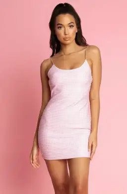 Meshki Cindy Gingham Mini Dress Pink Size 8 for rent on The Volte - image 2