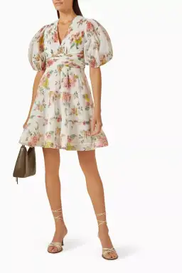 Zimmerman The Pleated Mini Dress in Coral Floral  Size 2/Au 12 