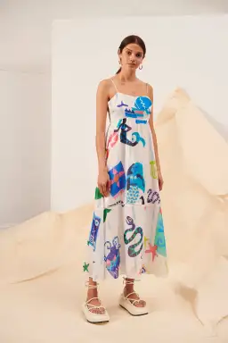 Kate Ford Pella Ladder Bustier Midi Dress in Pallas Size 3 / L / AU 12  for rent on The Volte - image 1