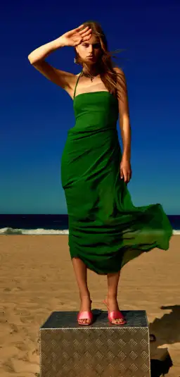 Bec & Bridge Aida Draped Maxi Dress Pine Green Size 8 for rent on The Volte - image 5