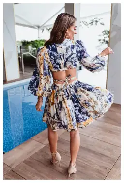 Zimmermann Aliane Cut Out Mini in Patchwork Floral Size 1 / Au 10 for rent on The Volte - image 4