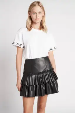 AJE Kindred Tiered Mini Skirt Black Size 8 for rent on The Volte - image 1