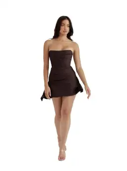 House of CB Jasmine Draped Strapless Corset Dress Brown Size L / AU 12 for rent on The Volte - image 2