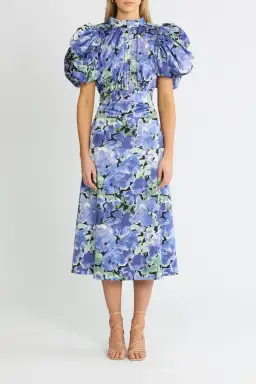 Rotate By Birger Christensen Dawn Baja Blue Dress Print Size 8 for rent on The Volte - image 1