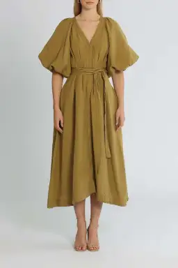 Aje Evermore Midi Dress Olive Green Size 8 for rent on The Volte - image 1