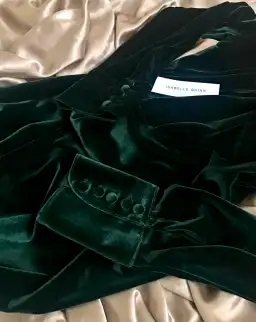 Isabelle Quinn Green Velvet Midi Long Sleeve Wrap Dress Green Size 8 for rent on The Volte - image 3